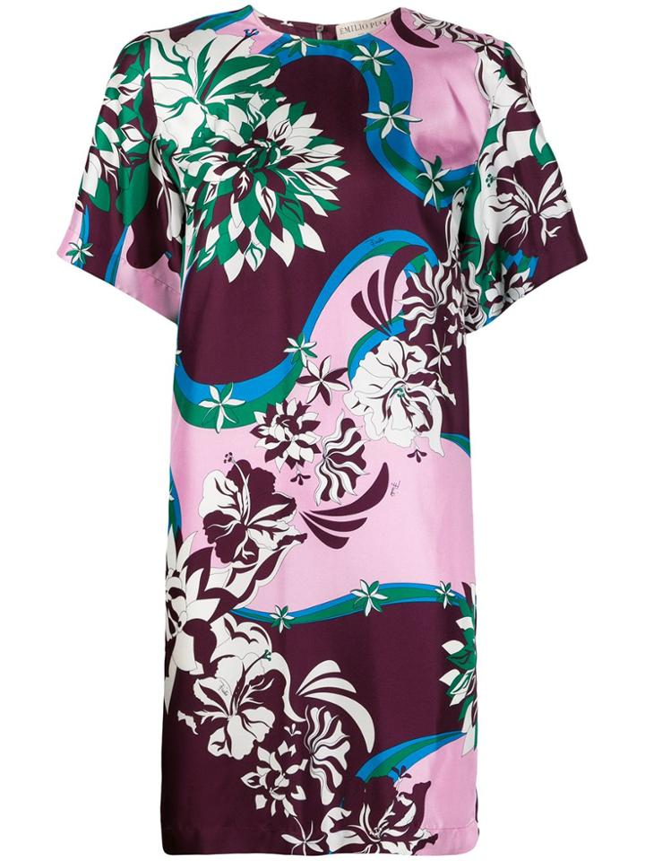 Emilio Pucci Floral Print Shift Dress - Green
