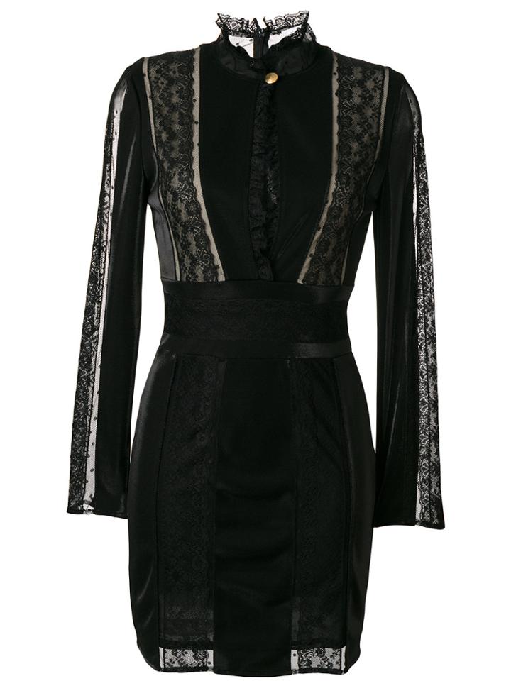 Pierre Balmain Lace Panel Fitted Dress - Black