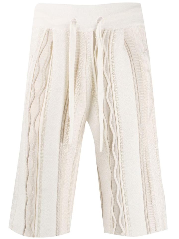 Laneus Knitted Panel Style Shorts - Neutrals