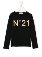 No21 Kids Logo Print T-shirt, Girl's, Size: 12 Yrs, Black