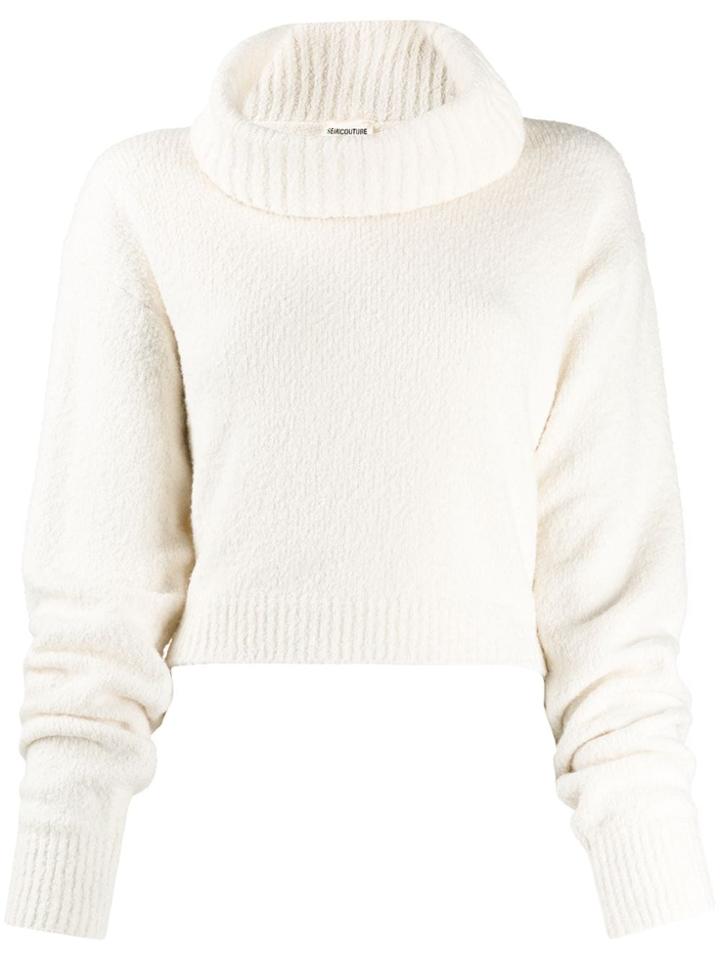 Semicouture Wide Roll-neck Sweater - Neutrals
