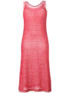 Maison Margiela Frayed Edge Knitted Dress, Women's, Size: Small, Red, Cotton/linen/flax