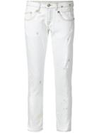 R13 Distressed Slim Fit Jeans - White