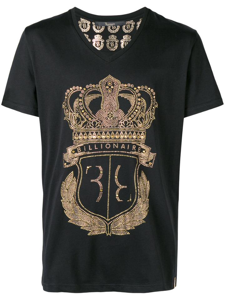 Billionaire V-neck Logo T-shirt - Black