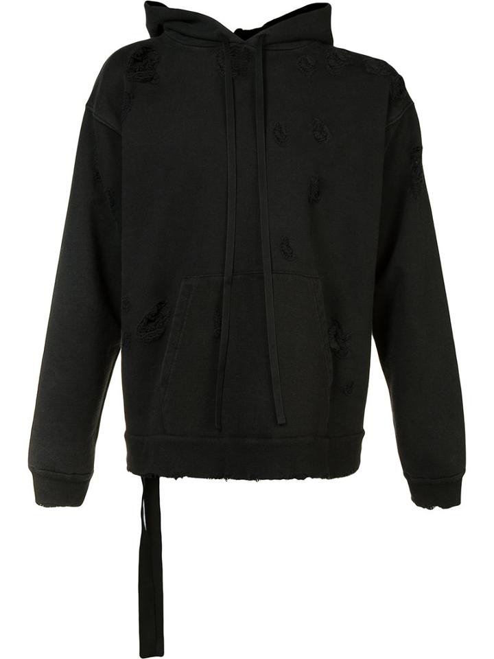 Unravel Project Lateral Stripes Ripped Hoody, Men's, Size: Small, Black, Cotton