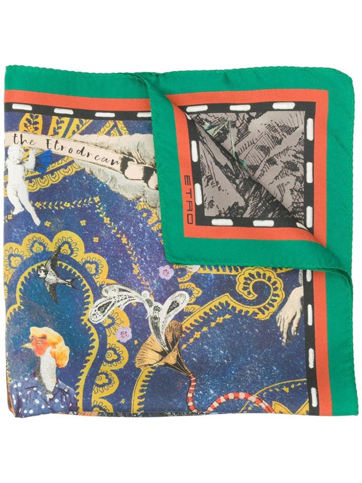 Etro Fantasy Print Pocket Square - Blue