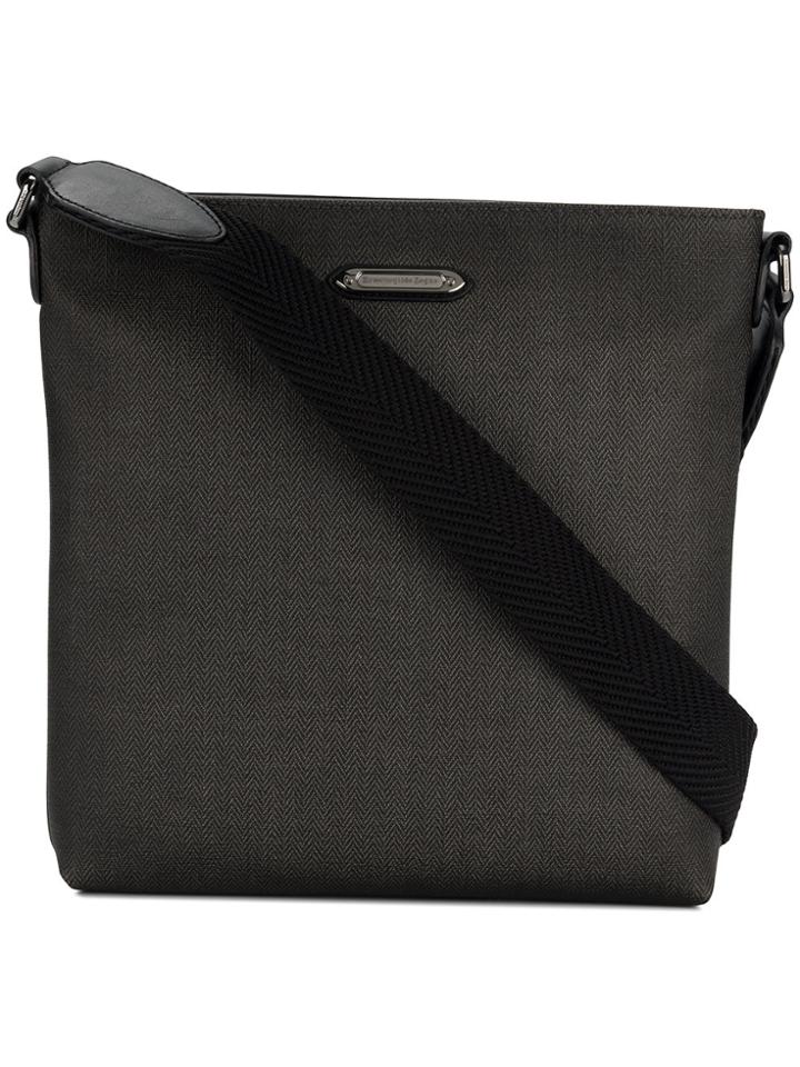 Ermenegildo Zegna Herringbone Messenger Bag - Black