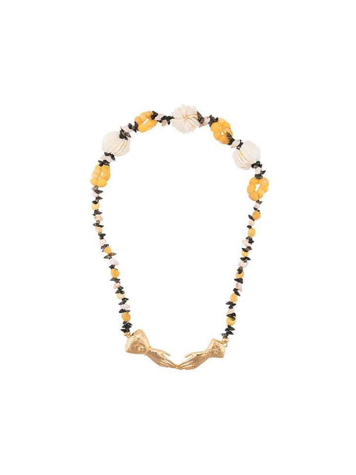 Heimat Atlantica Embossed Hands Necklace - Yellow