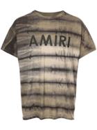 Amiri Logo Print Striped T-shirt - Green