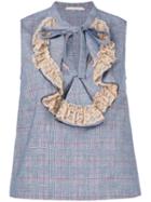 Ruffled Checked Top - Women - Linen/flax/polyester/viscose - 42, Blue, Linen/flax/polyester/viscose, L'autre Chose