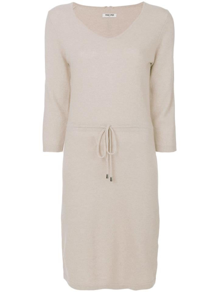 Max & Moi Drawstring Waist Dress - Neutrals
