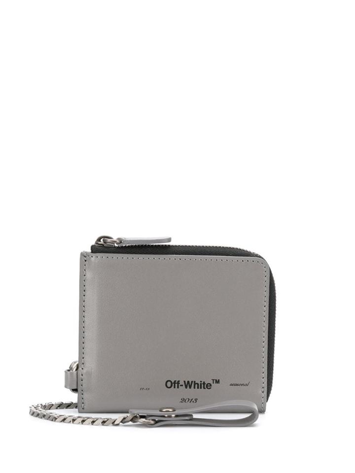 Off-white Chain Strap Leather Wallet - Grey