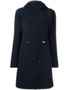 Moncler Livarot Hooded Coat, Women's, Size: 1, Blue, Polyamide/polyester/spandex/elastane