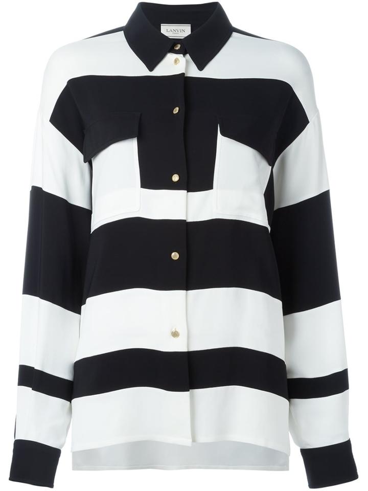 Lanvin - Striped Shirt - Women - Spandex/elastane/viscose - 38, Black, Spandex/elastane/viscose