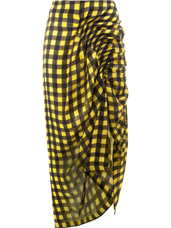 Preen By Thornton Bregazzi Twisted Effect Checked Skirt - Yellow &