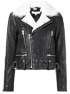 Iro 'noemie' Biker Jacket, Women's, Size: 36, Black, Lamb Skin/lamb Fur