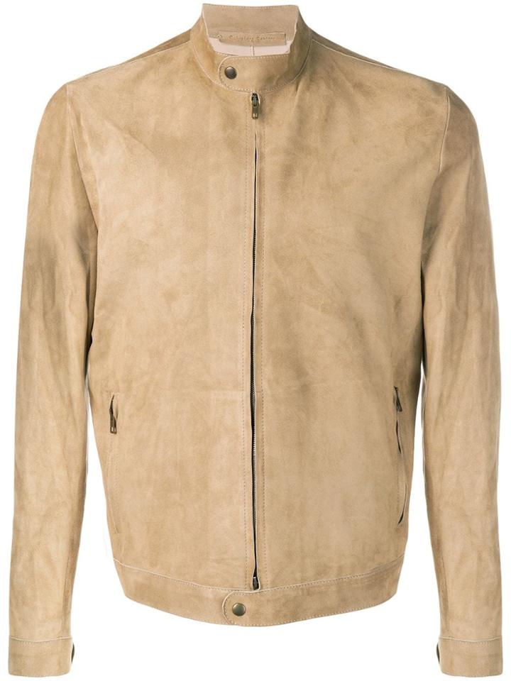 Salvatore Santoro Band Collar Zipped Jacket - Neutrals