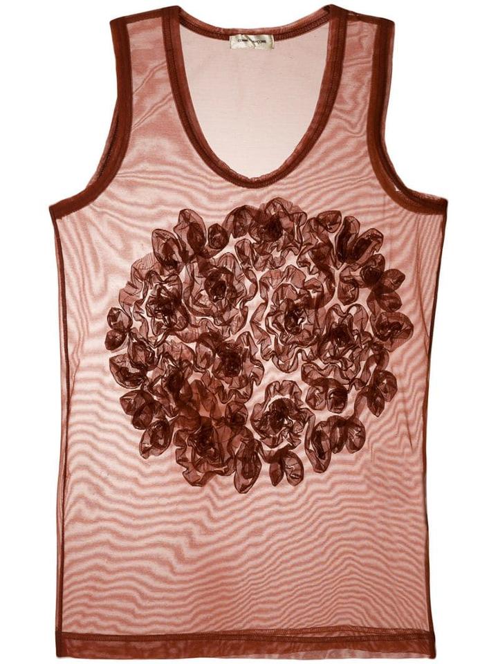 Comme Des Garçons Pre-owned Appliquée Sheer Tank - Brown