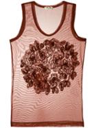 Comme Des Garçons Pre-owned Appliquée Sheer Tank - Brown