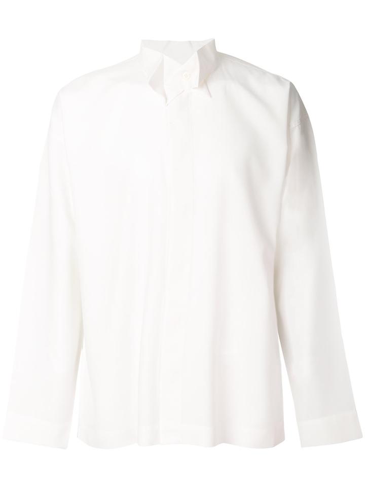 Homme Plissé Issey Miyake - Stylized Collar Plain Shirt - Men - Polyester - 4, White, Polyester