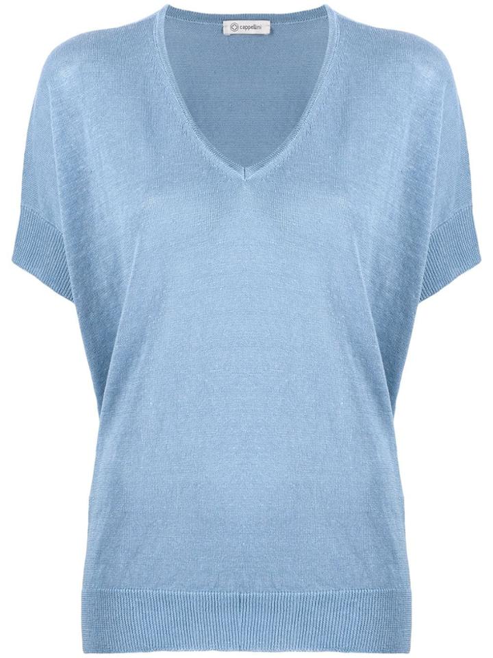 Peserico V Neck Knit Top - Blue