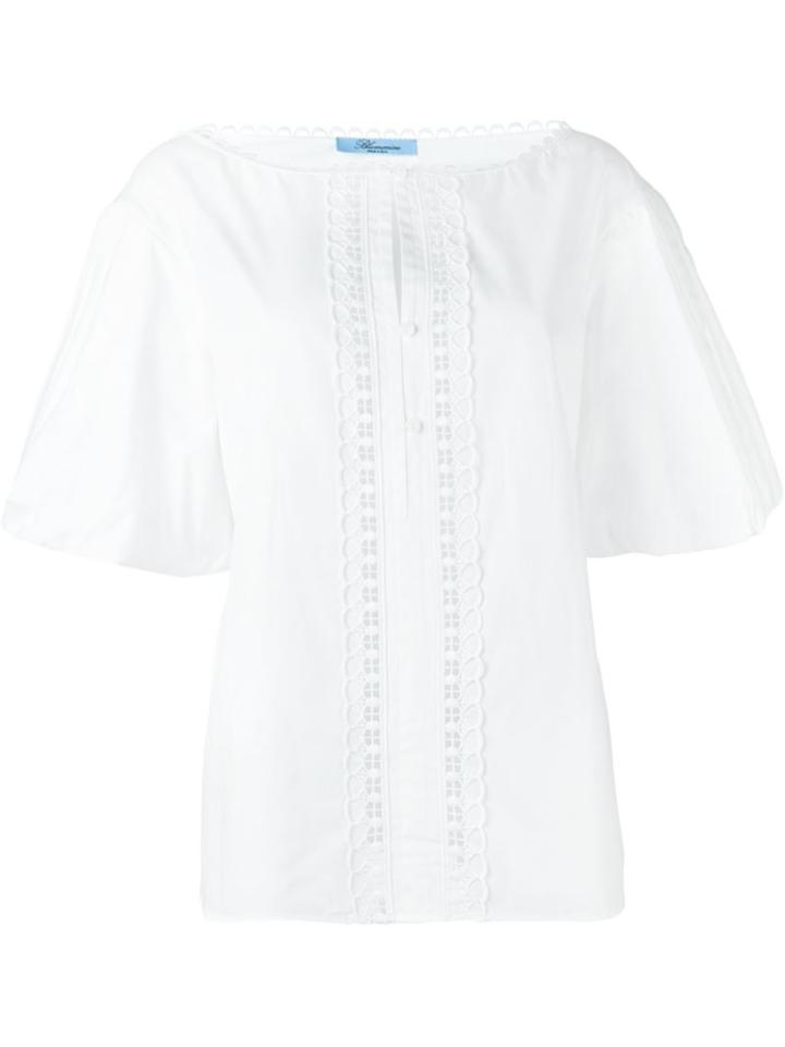 Blumarine Embroidered Bib Top, Women's, Size: 44, White, Cotton/polyester