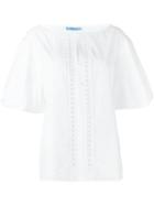 Blumarine Embroidered Bib Top, Women's, Size: 44, White, Cotton/polyester