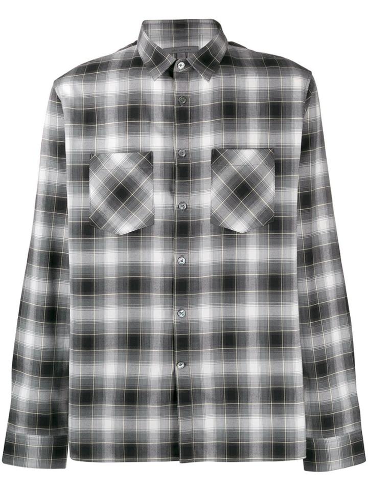 John Varvatos Slim Fit Plaid Shirt - Grey