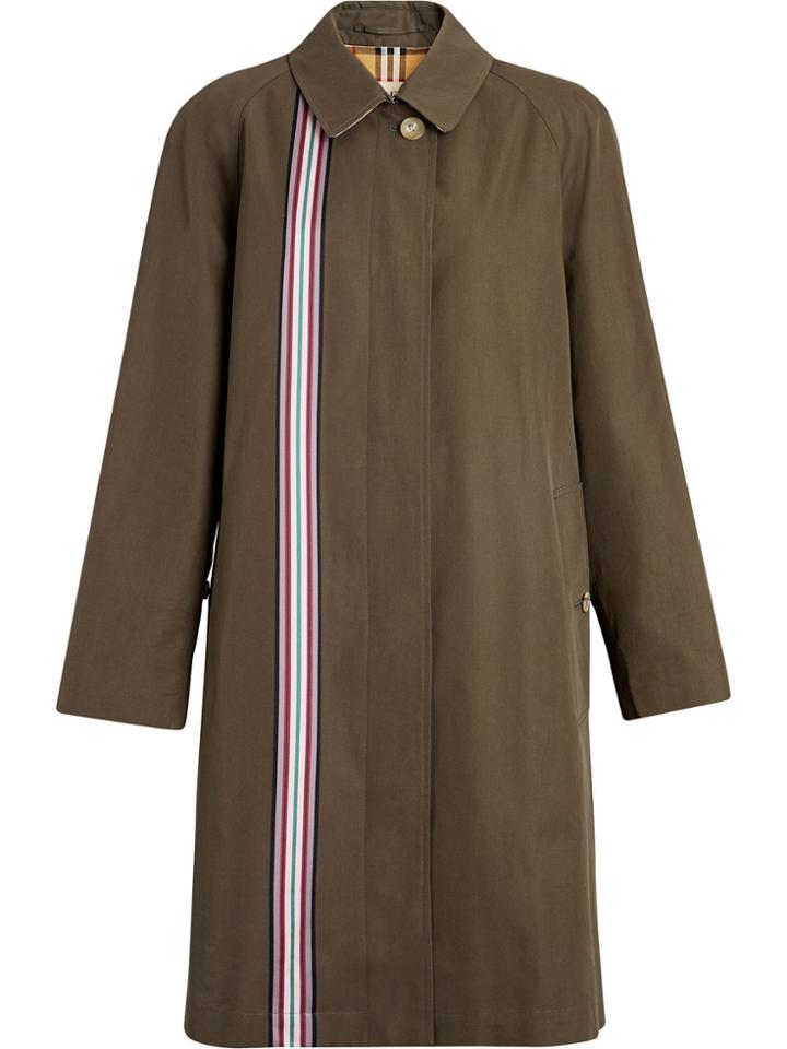 Burberry Collegiate Stripe Cotton Gabardine Car Coat - Green