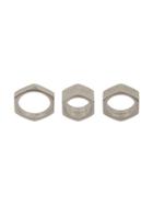 Off-white Hex Nut Set Of 3 Rings - Metallic