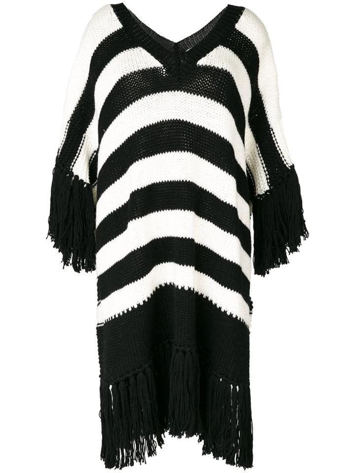 Ermanno Scervino Fringed Striped Jumper - Black