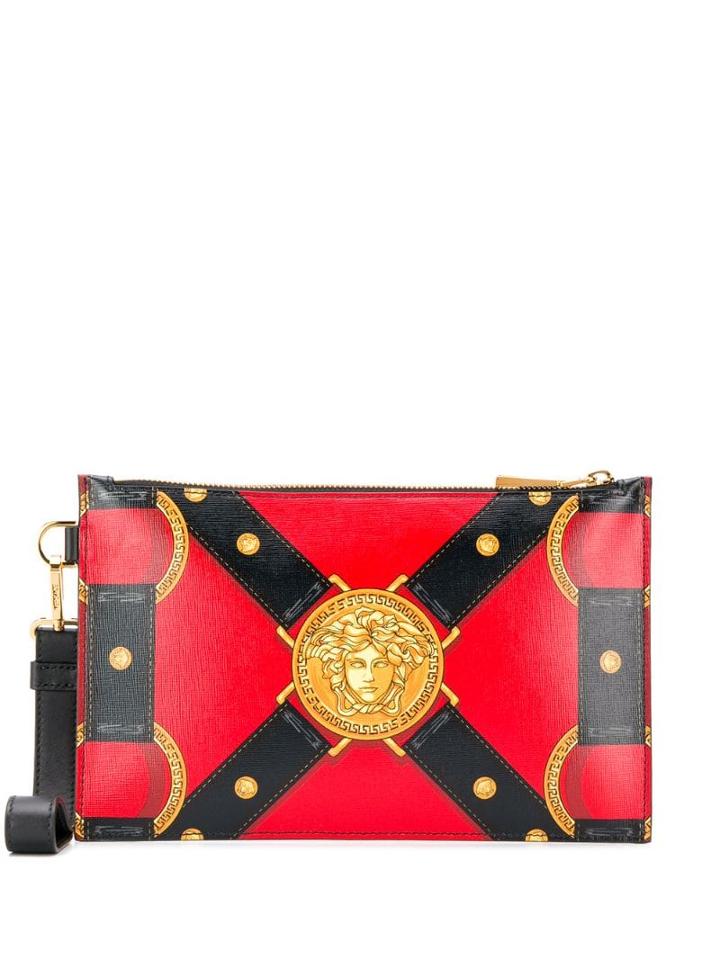 Versace Harness Print Clutch - Black