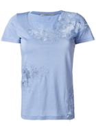 Ermanno Scervino Lace Inset T-shirt, Women's, Size: 48, Blue, Cotton/viscose/polyamide/polyester