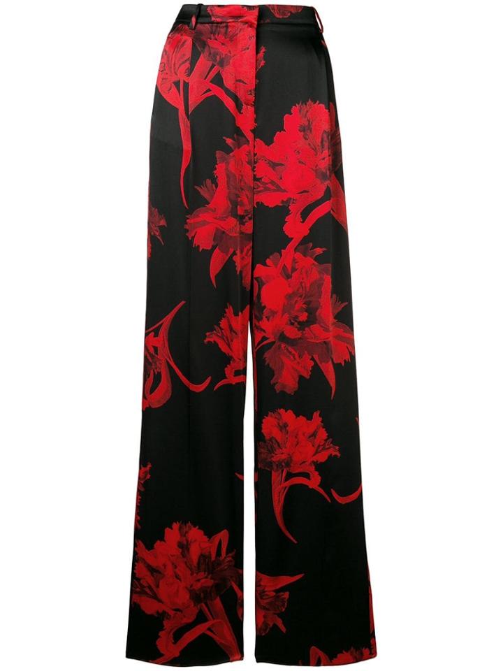 Roberto Cavalli Parrot Tulip Print Palazzo Trousers - Black