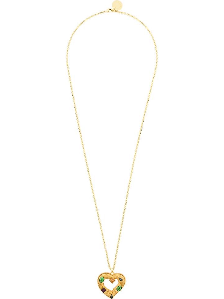 Dolce & Gabbana Crystal Heart Pendant Necklace - Metallic