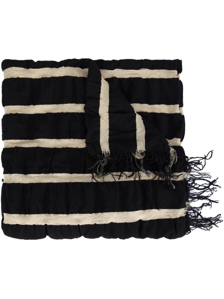 Uma Wang Striped Scarf, Men's, Black, Squirrel Fur