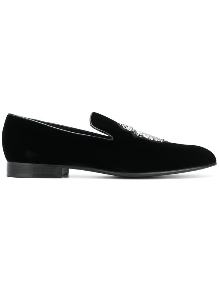 Billionaire Crest Embroidered Loafers - Black