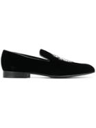 Billionaire Crest Embroidered Loafers - Black