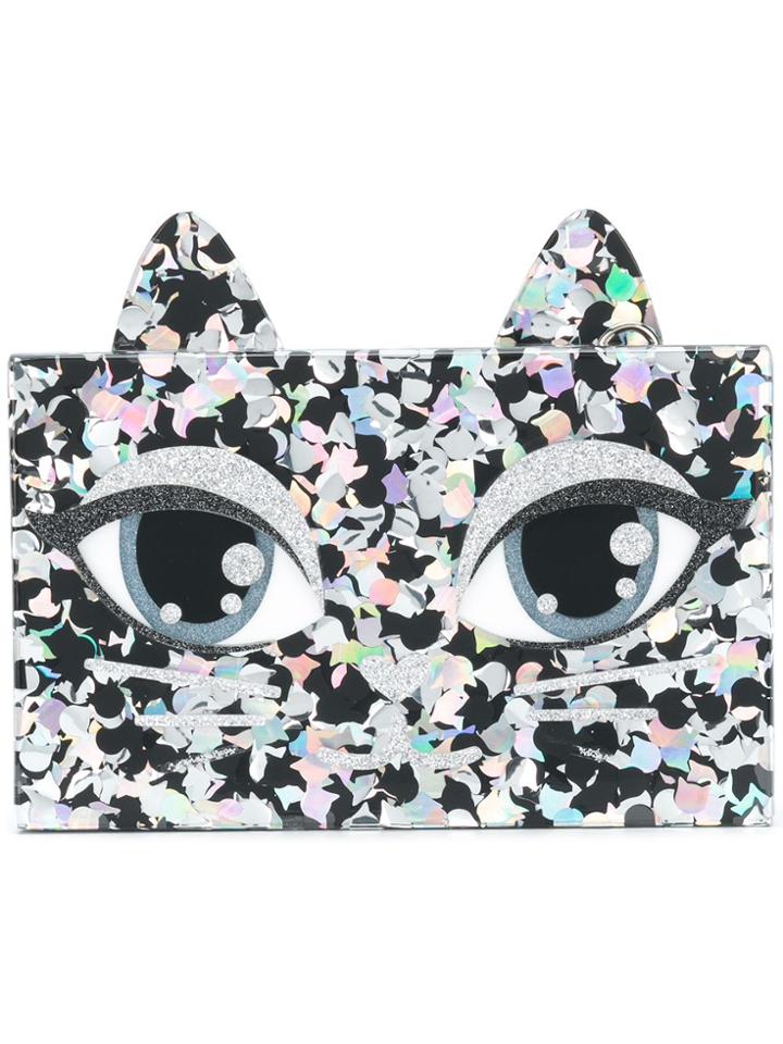 Karl Lagerfeld Choupette Glitter Minaudiere Clutch - Black