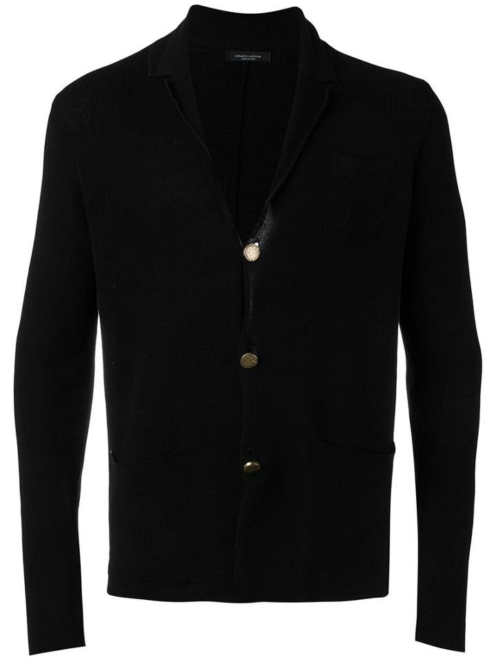 Roberto Collina Patch Pocket Cardigan, Men's, Size: 50, Black, Cotton