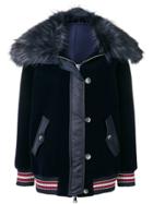Ermanno Scervino Fur Trim Hooded Bomber - Blue