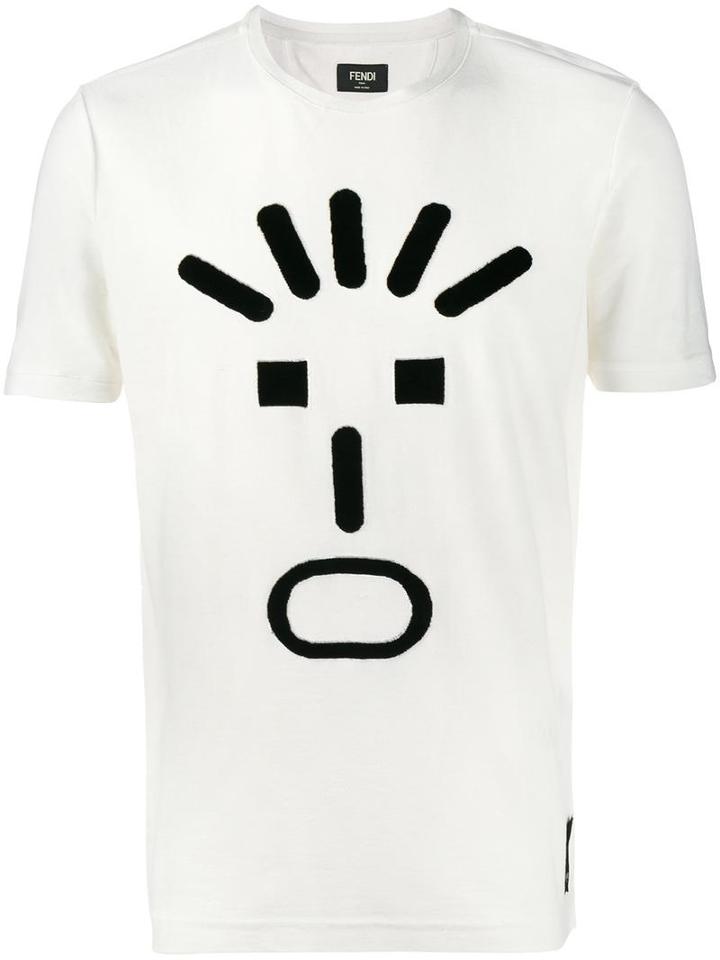 Fendi Knitted T-shirt, Men's, Size: 52, Nude/neutrals, Cotton/viscose