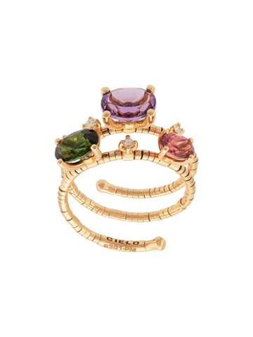 Mattia Cielo 18kt Rose Rainbow Rugiada Double Wrap Ring - Gold