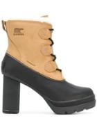 Sorel Panel Lace-up Heeled Boots - Brown