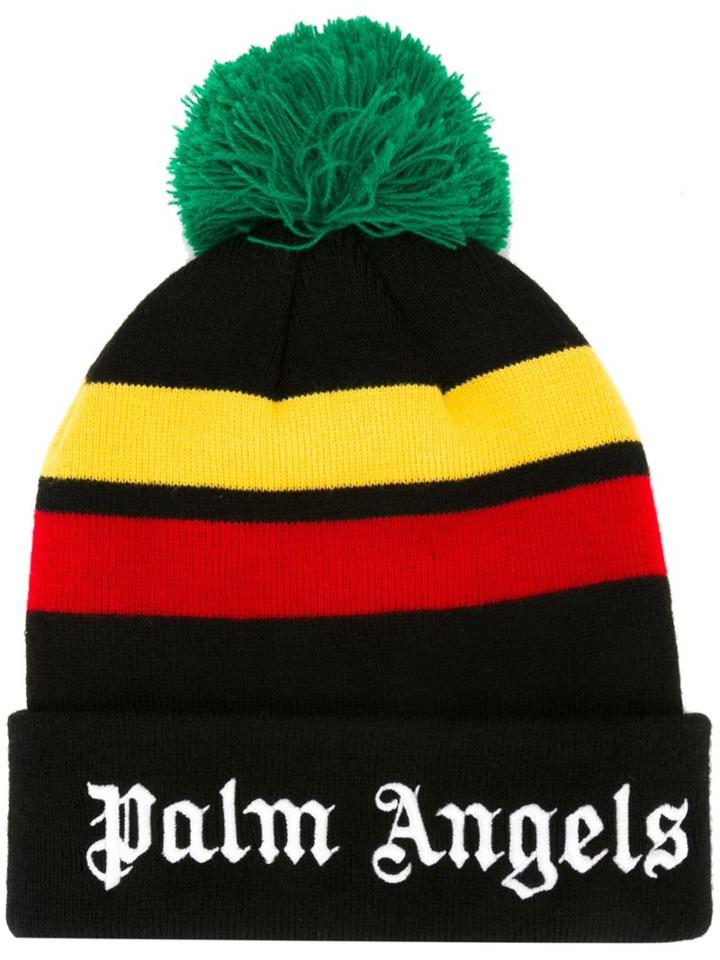 Palm Angels Embroidered Logo Beanie, Men's, Black, Acrylic
