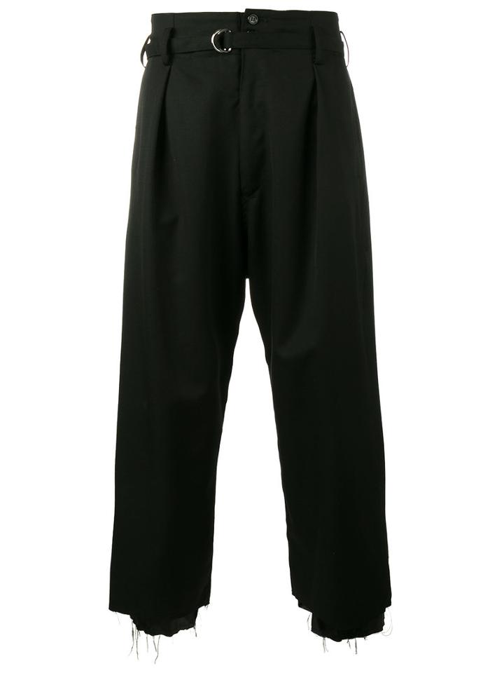 Sulvam - High Waisted Cropped Trousers - Men - Cupro/wool - S, Black, Cupro/wool