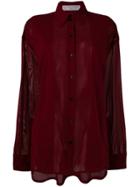 Victoria Beckham Sheer-panelled Chiffon Shirt - Red