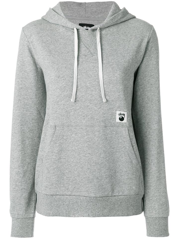 Stussy Logo Embellished Hoodie - Grey