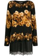 Twin-set Flower-print Knit Top - Black