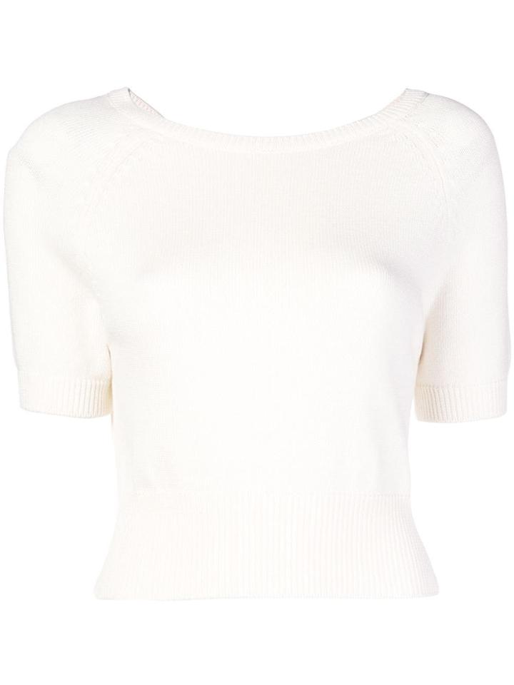 Cashmere In Love Cropped Knitted Top - White